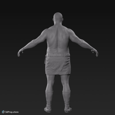 3D model of a man in an A pose with base clothes from AD 30, Roman Empire, Europe.