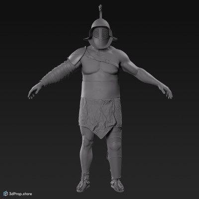 3D scan of a gladiator  man in an A pose from AD 30, Roman Empire, Europe.
