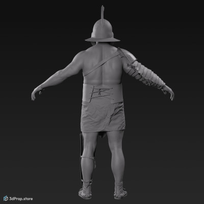 3D scan of a gladiator  man in an A pose from AD 30, Roman Empire, Europe.