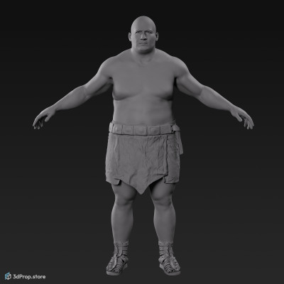 3D scan of a man in an A pose with base clothing from AD 30, Roman Empire, Europe.