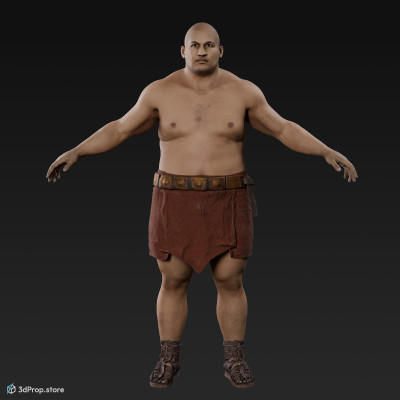 3D scan of a man in an A pose with base clothing from AD 30, Roman Empire, Europe.