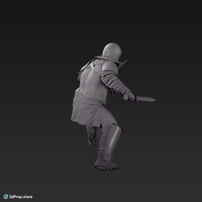 3D model of a Provocator gladiator from the AD30,  Ancient  Roman Empire equipped with two swords, standing in a fighting pose.