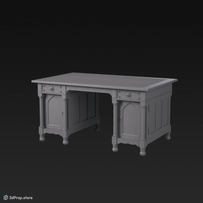 This is an original 3D model of a Mid-Century executive desk from 1950.