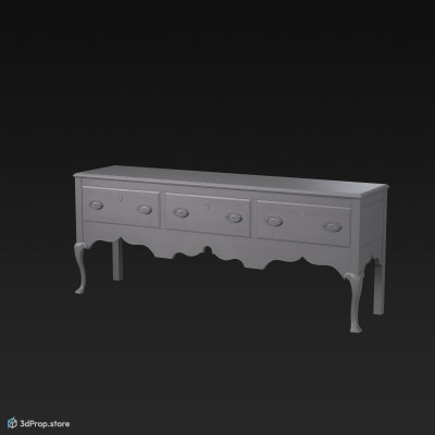3d model of an oak dresser from the 1800s.