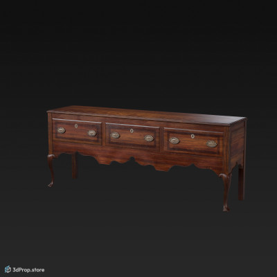 3d model of an oak dresser from the 1800s.