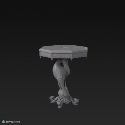 This is an 3D model of an intricately carved burmese table from the 1870s.