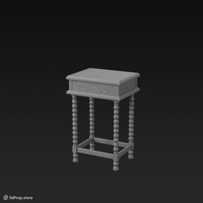 This is a 3D model of an antique sideboard.