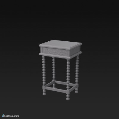 This is a 3D model of an antique sideboard.