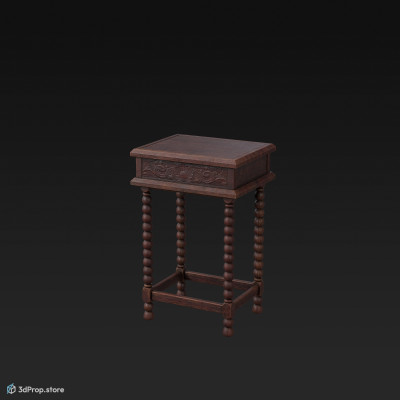 This is a 3D model of an antique sideboard.