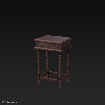 This is a 3D model of an antique sideboard.