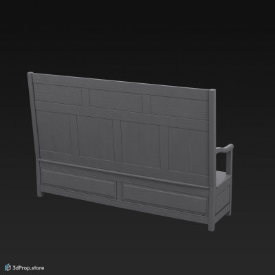 3d model of a an oak settle from the  mid 18th century.