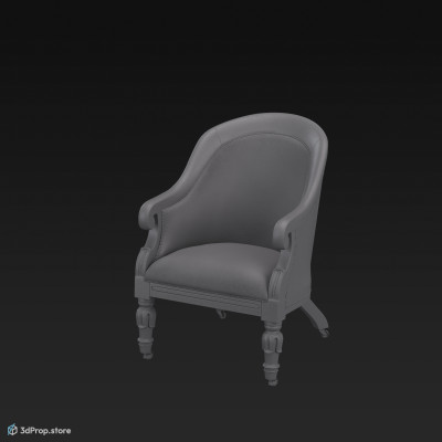3D model of an antique tub chair.