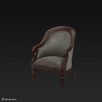 3D model of an antique tub chair.