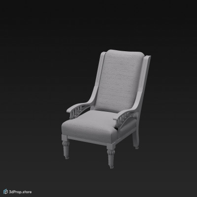 This is a 3D model of an antique armchair.