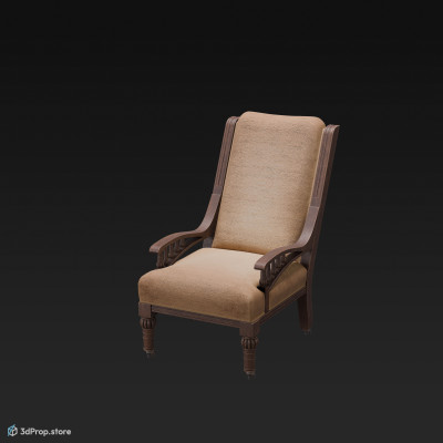 This is a 3D model of an antique armchair.