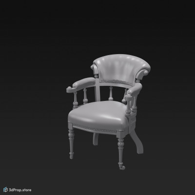 This is a 3D model of a victorian leather armchair from around 1870s.