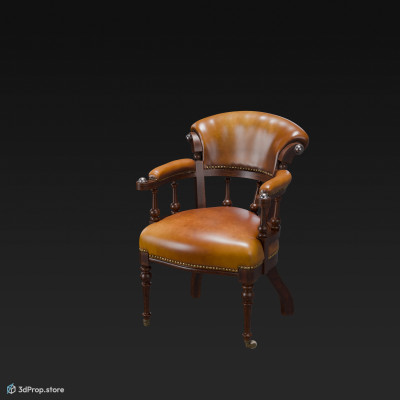 This is a 3D model of a victorian leather armchair from around 1870s.