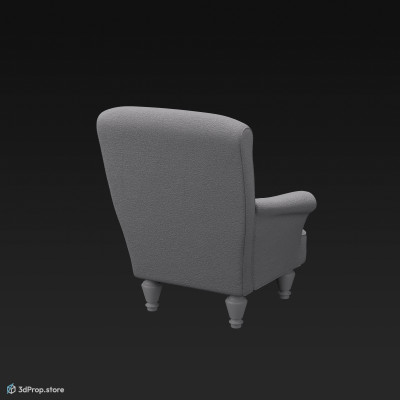 This is a 3D model of an old blue armchair.