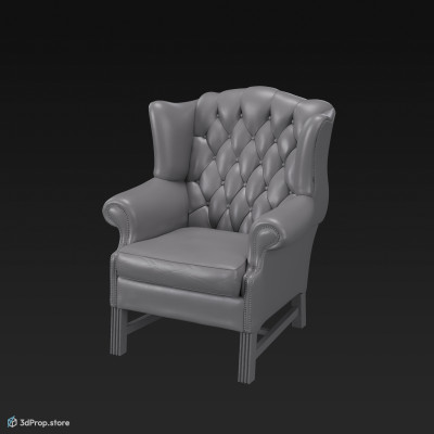 A 3d model of a chesterfield armchair from the United Kingdom from 1950