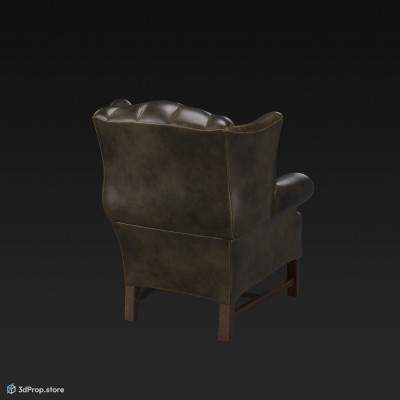 A 3d model of a chesterfield armchair from the United Kingdom from 1950