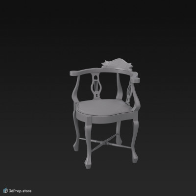 3D model of an edwardian corner chair from 1910.