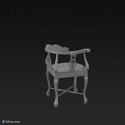 3D model of an edwardian corner chair from 1910.