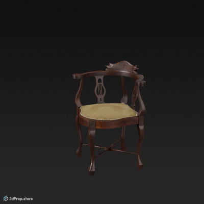 3D model of an edwardian corner chair from 1910.