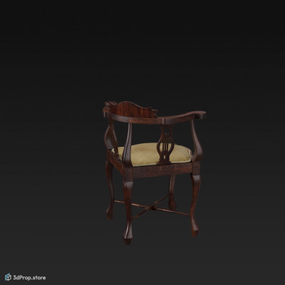 3D model of an edwardian corner chair from 1910.