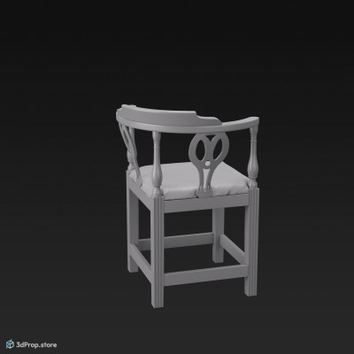 This is a 3D model of a corner chair from 1780.