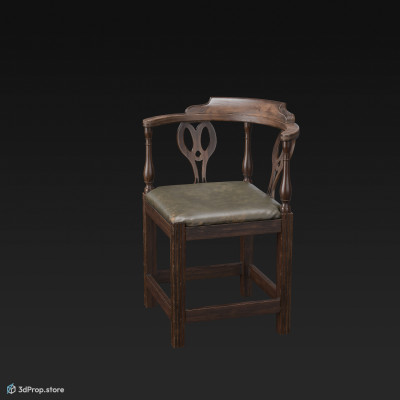 This is a 3D model of a corner chair from 1780.