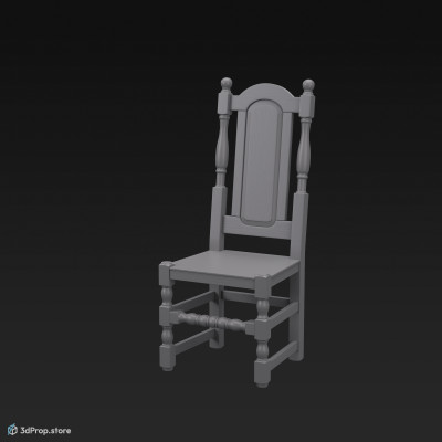 A 3D model of a William and Mary style chair.