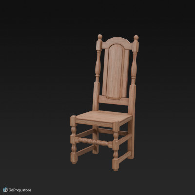 A 3D model of a William and Mary style chair.