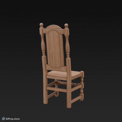A 3D model of a William and Mary style chair.